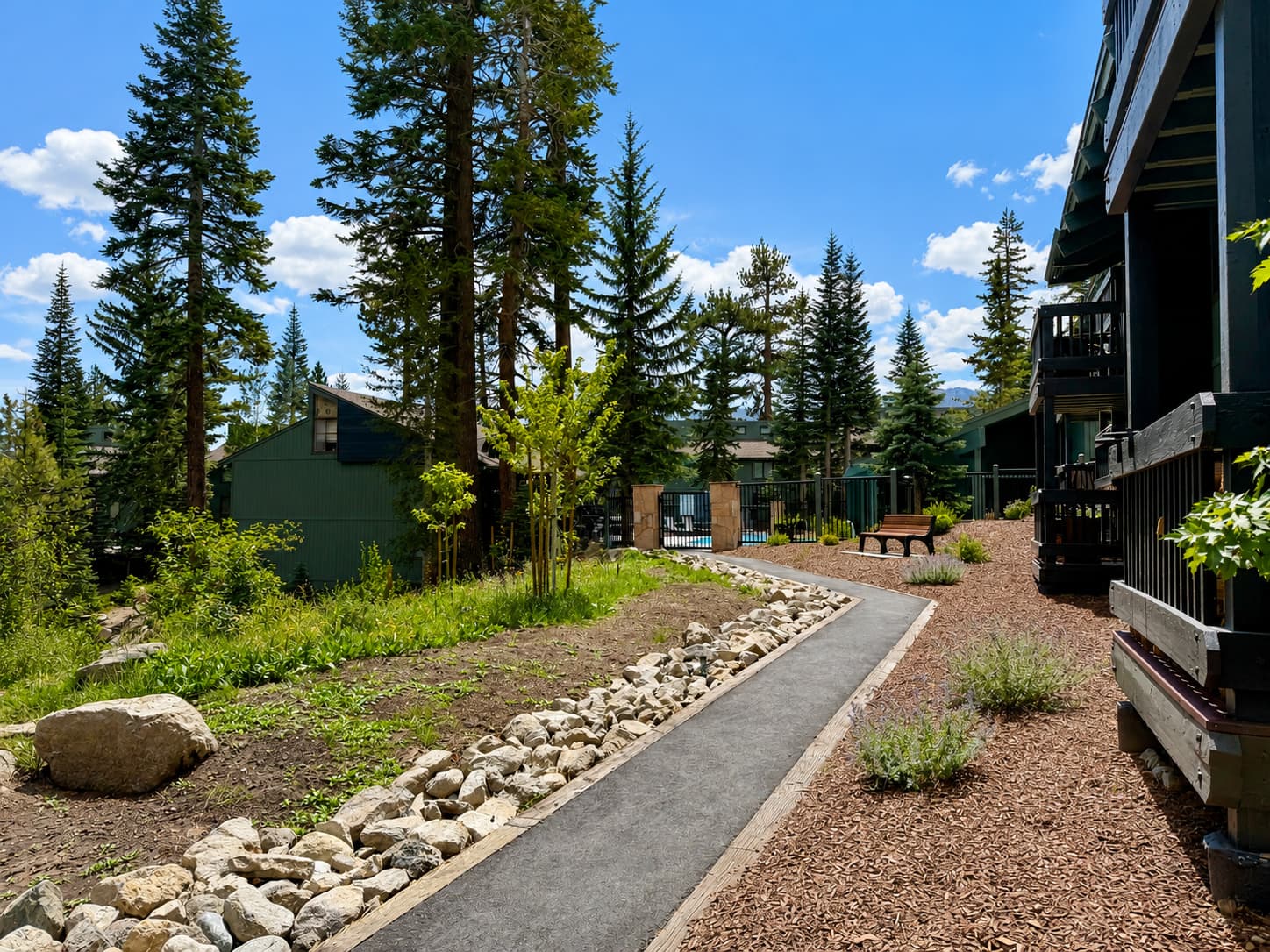 Mammoth property exterior among pines